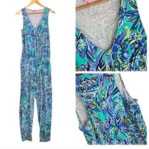 LILLY PULITZER Paulina Jumpsuit Sneak A Beak Bennet Blue S,.M